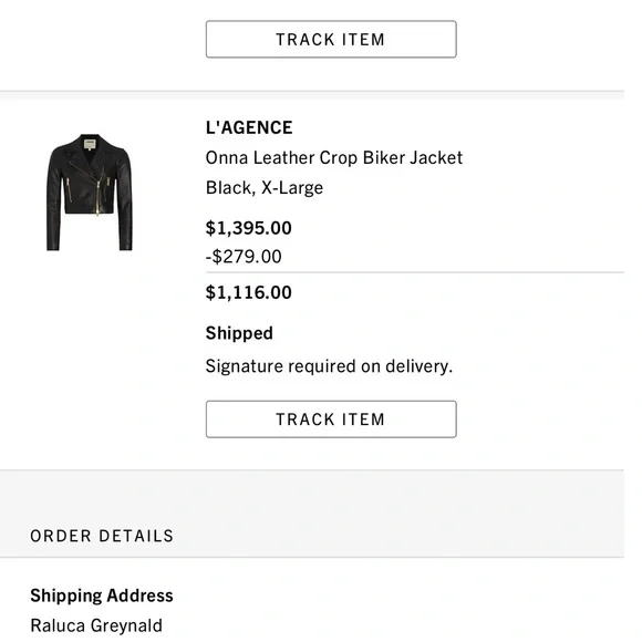 🌟NWT L’AGENCE ONNA BLACK LEATHER CROP BIKER JACKET SIZE XL - Picture 10 of 14